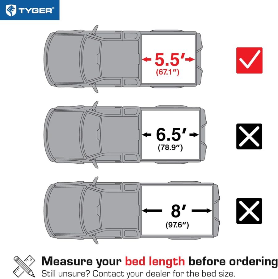 Tyger Auto T1 Soft Roll-Up Tonneau Cover for 2021–2025 Ford F-150 & Lightning | 5.5ft (67") Bed - Image 89