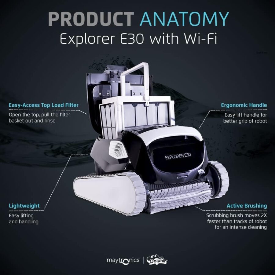 Dolphin Explorer E40 Robotic Pool Cleaner with Wi-Fi – Wall-Climbing, Waterline Scrubbing, Dual Drive Precision, for Inground Pools up to 50 ft - Image 18