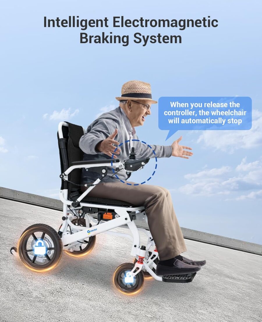 Ultra-Light Folding Electric Wheelchair – 22-Mile Range, Dual Lithium Batteries, 39 lbs Lightweight Power Chair for Adults – All-Terrain, Airline Approved - Image 15