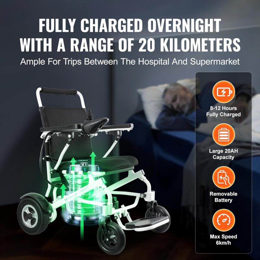 VEVOR Foldable Electric Wheelchair for Adults & Seniors – 300 lbs Capacity, 20Ah Battery, All-Terrain, 17.7" Seat, Lightweight Power Chair - Image 48