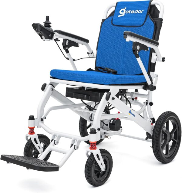 Ultra-Light Folding Electric Wheelchair – 22-Mile Range, Dual Lithium Batteries, 39 lbs Lightweight Power Chair for Adults – All-Terrain, Airline Approved