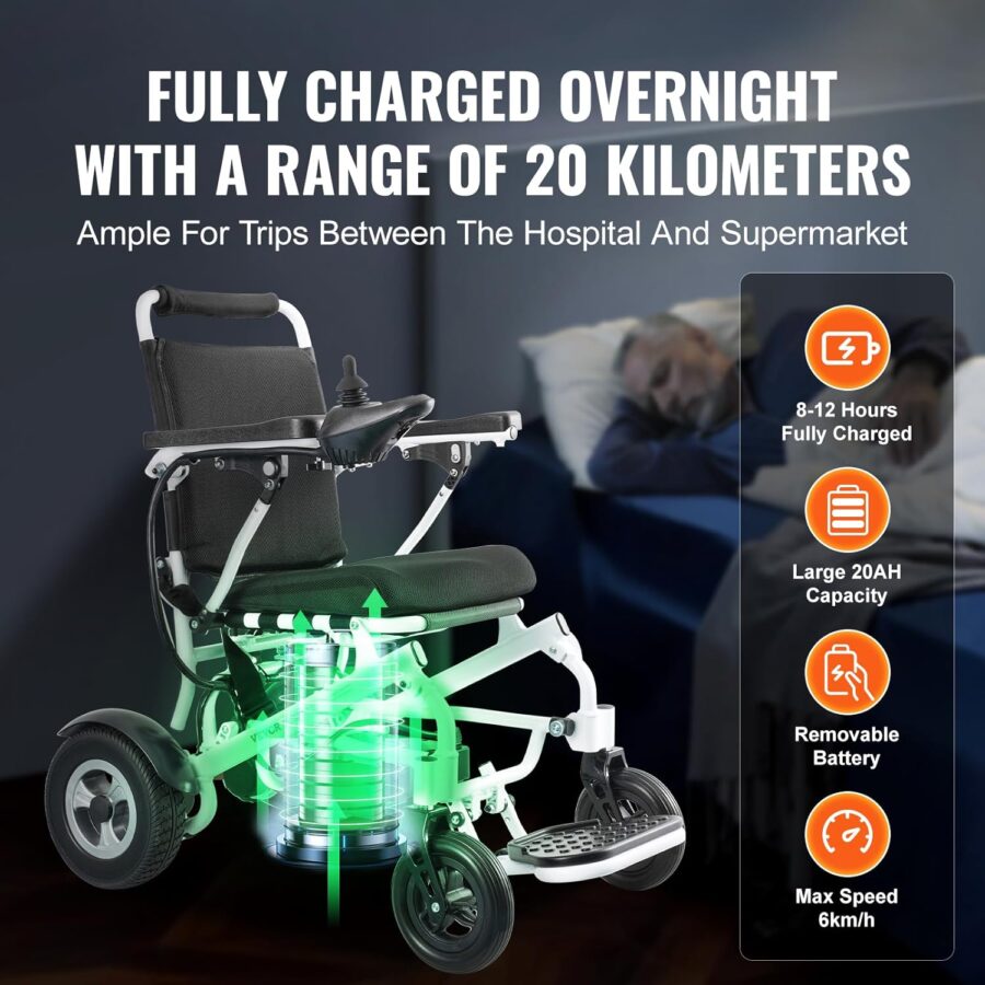 VEVOR Foldable Electric Wheelchair for Adults & Seniors – 300 lbs Capacity, 20Ah Battery, All-Terrain, 17.7" Seat, Lightweight Power Chair - Image 15
