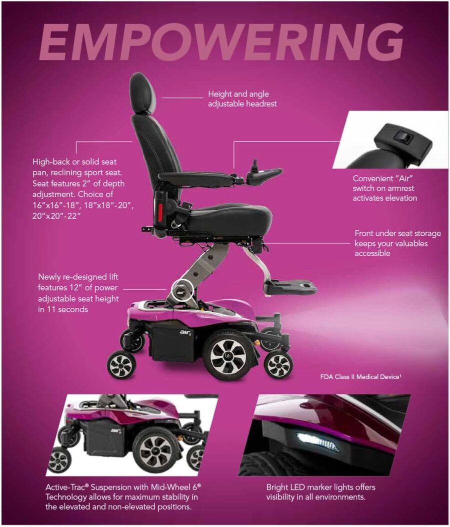 Pride Jazzy Air 2 Electric Power Chair for Adults – Mid-Wheel Drive, 300 lbs Capacity, 16.8-Mile Range, 4 MPH Speed, U-1 Batteries - Image 6