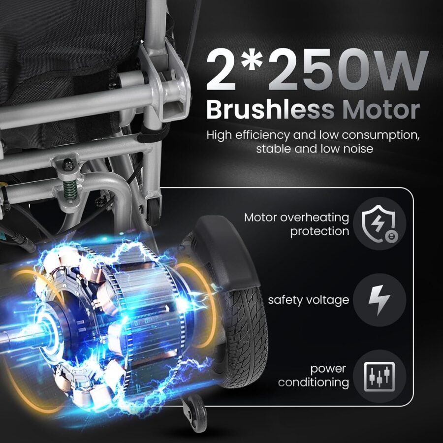 2025 Reclining Electric Wheelchair – 30+ Mile Range, Foldable All-Terrain Power Chair with Dual Batteries, Headrest & Telescopic Handle - Image 12