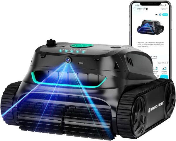 WYBOT S2 Vision AI Robotic Pool Cleaner – Cordless Vacuum with Camera, 8 Modes, 210min Runtime, for Pools up to 3229 sq.ft, Wall & Waterline Cleaning (2025 Model)