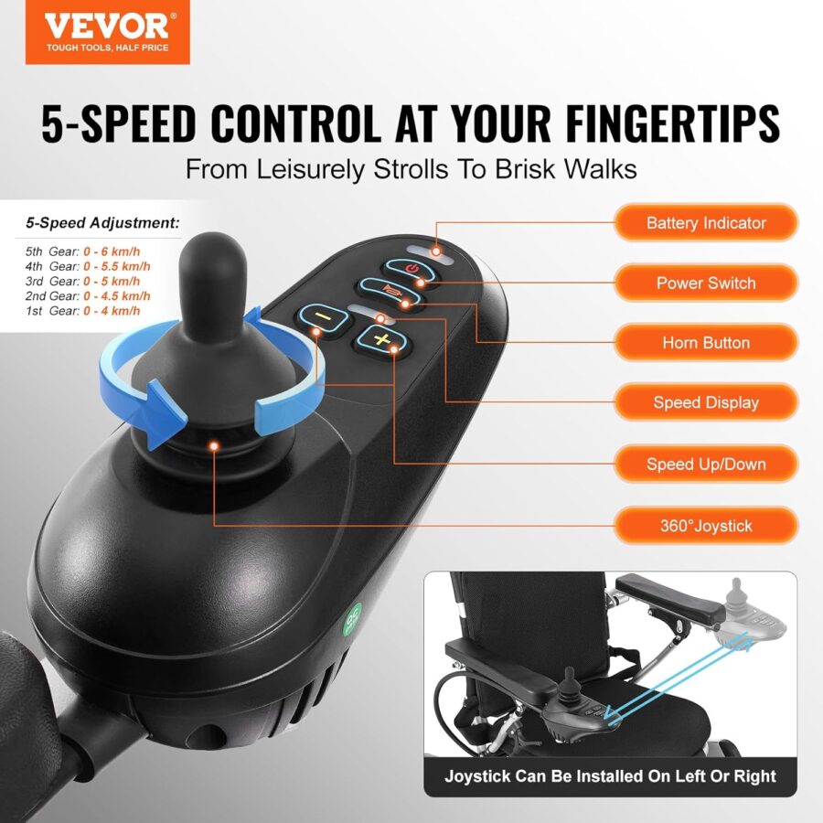 VEVOR Foldable Electric Wheelchair for Adults & Seniors – 300 lbs Capacity, 20Ah Battery, All-Terrain, 17.7" Seat, Lightweight Power Chair - Image 38