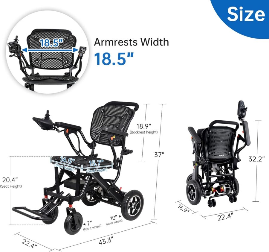42 lbs Lightweight Electric Wheelchair – Gradient Color, Bluetooth Remote, Dual Batteries, 500W Power, Foldable & Airline Approved - Image 2