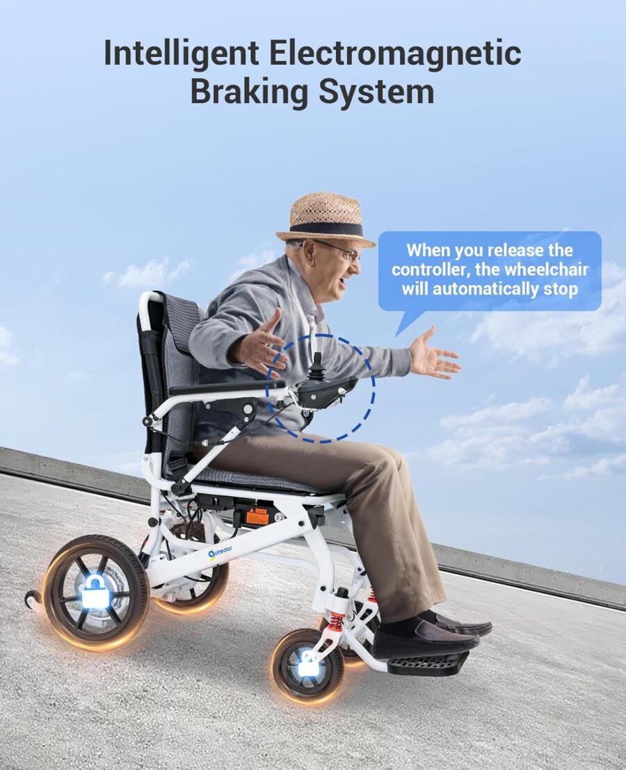 Ultra-Light Folding Electric Wheelchair – 22-Mile Range, Dual Lithium Batteries, 39 lbs Lightweight Power Chair for Adults – All-Terrain, Airline Approved - Image 24