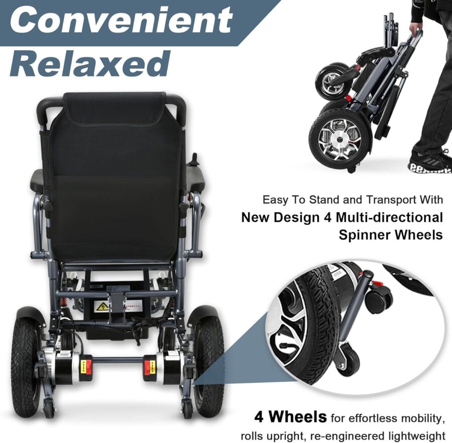 2025 Reclining Electric Wheelchair – 30+ Mile Range, Foldable All-Terrain Power Chair with Dual Batteries, Headrest & Telescopic Handle - Image 8