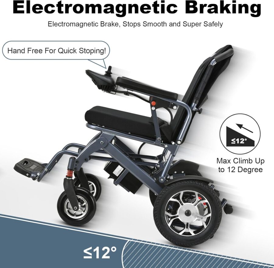 2025 Reclining Electric Wheelchair – 30+ Mile Range, Foldable All-Terrain Power Chair with Dual Batteries, Headrest & Telescopic Handle - Image 5