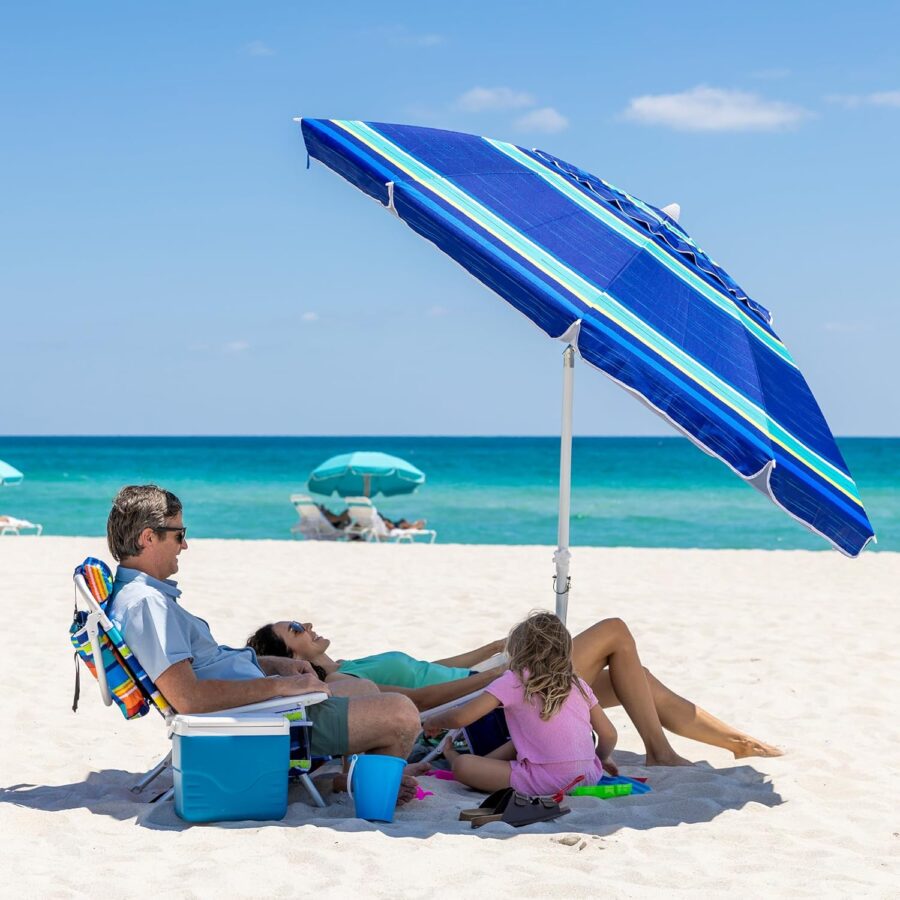 AMMSUN 8FT Beach Umbrella with Sand Anchor – Windproof Outdoor Sunshade with Tilt, Air Vents & UPF 50+ UV Protection for Beach, Pool & Patio - Image 10