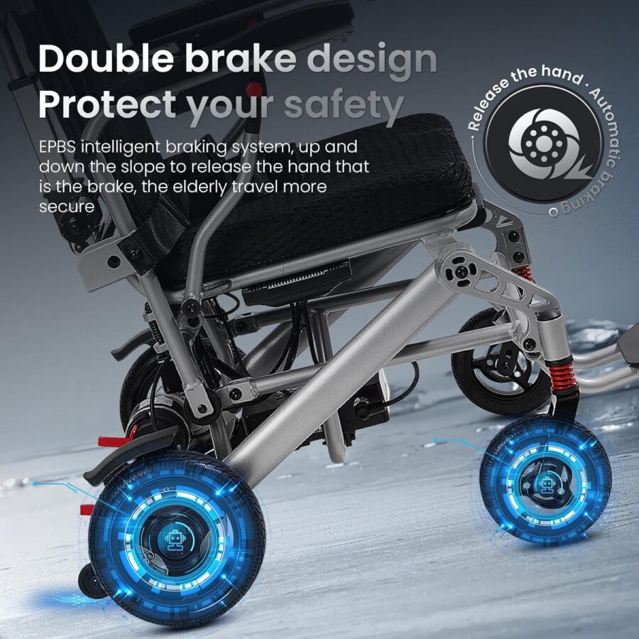 2025 Reclining Electric Wheelchair – 30+ Mile Range, Foldable All-Terrain Power Chair with Dual Batteries, Headrest & Telescopic Handle - Image 15