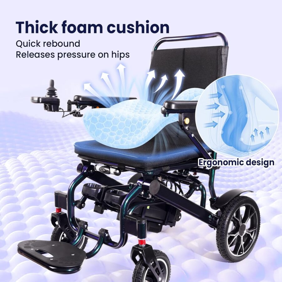 42 lbs Lightweight Electric Wheelchair – Gradient Color, Bluetooth Remote, Dual Batteries, 500W Power, Foldable & Airline Approved - Image 15