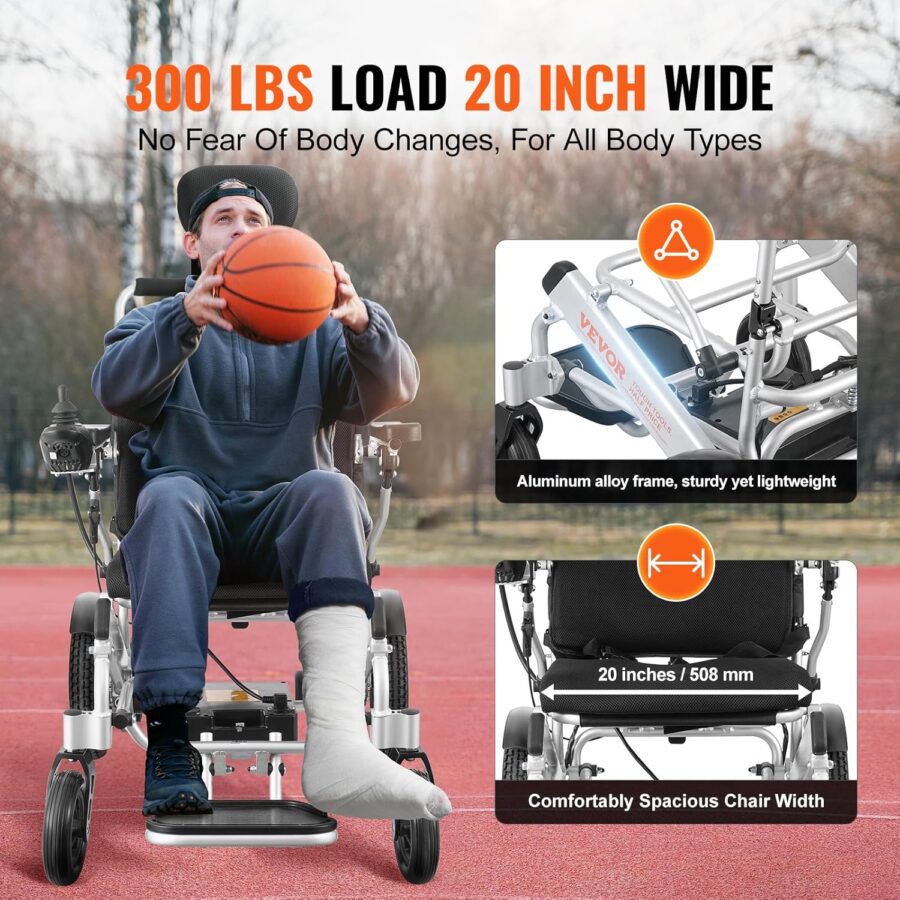 VEVOR Foldable Electric Wheelchair for Adults & Seniors – 300 lbs Capacity, 20Ah Battery, All-Terrain, 17.7" Seat, Lightweight Power Chair - Image 30