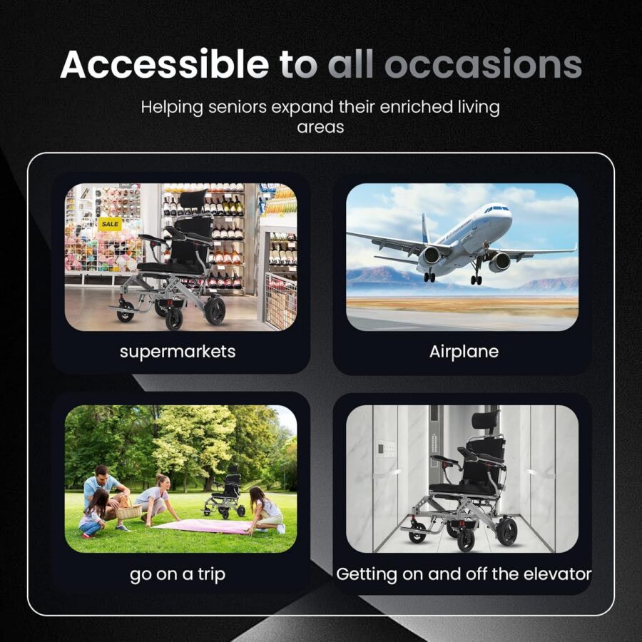 2025 Reclining Electric Wheelchair – 30+ Mile Range, Foldable All-Terrain Power Chair with Dual Batteries, Headrest & Telescopic Handle - Image 17