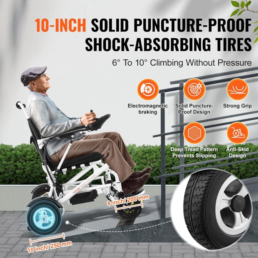 VEVOR Foldable Electric Wheelchair for Adults & Seniors – 300 lbs Capacity, 20Ah Battery, All-Terrain, 17.7" Seat, Lightweight Power Chair - Image 50