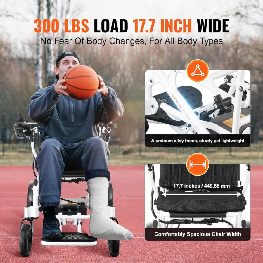 VEVOR Foldable Electric Wheelchair for Adults & Seniors – 300 lbs Capacity, 20Ah Battery, All-Terrain, 17.7" Seat, Lightweight Power Chair - Image 18