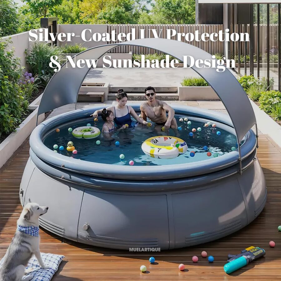 Large Inflatable Pool with Removable Canopy – Durable Blowup Swimming Pool for Kids & Adults, 2.44M, Blue - Image 21