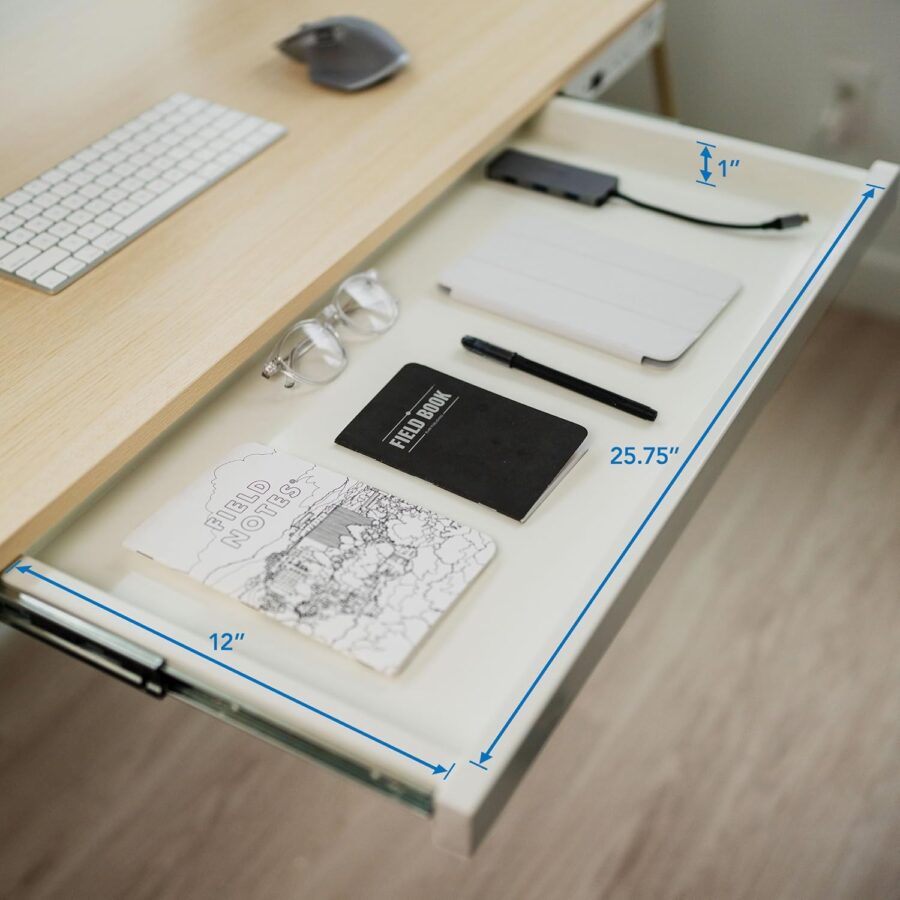 Mount-It! Electric Standing Desk – 47.2" Adjustable Height Sit-Stand Desk with USB Ports, Drawer, and Touch Controls – White Frame with Maple Top - Image 8