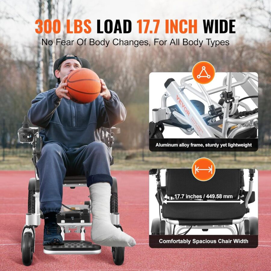 VEVOR Foldable Electric Wheelchair for Adults & Seniors – 300 lbs Capacity, 20Ah Battery, All-Terrain, 17.7" Seat, Lightweight Power Chair - Image 42