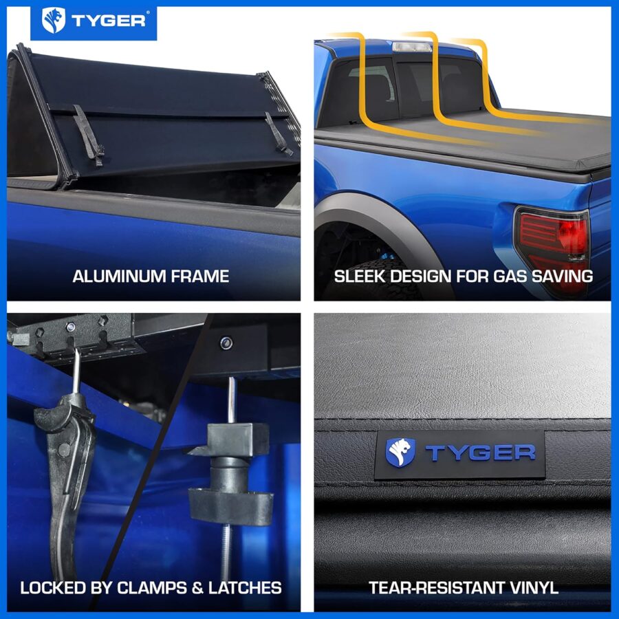 Tyger Auto T1 Soft Roll-Up Tonneau Cover for 2021–2025 Ford F-150 & Lightning | 5.5ft (67") Bed - Image 36