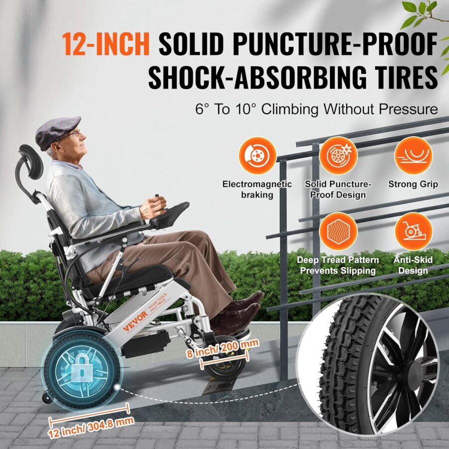 VEVOR Foldable Electric Wheelchair for Adults & Seniors – 300 lbs Capacity, 20Ah Battery, All-Terrain, 17.7" Seat, Lightweight Power Chair - Image 41