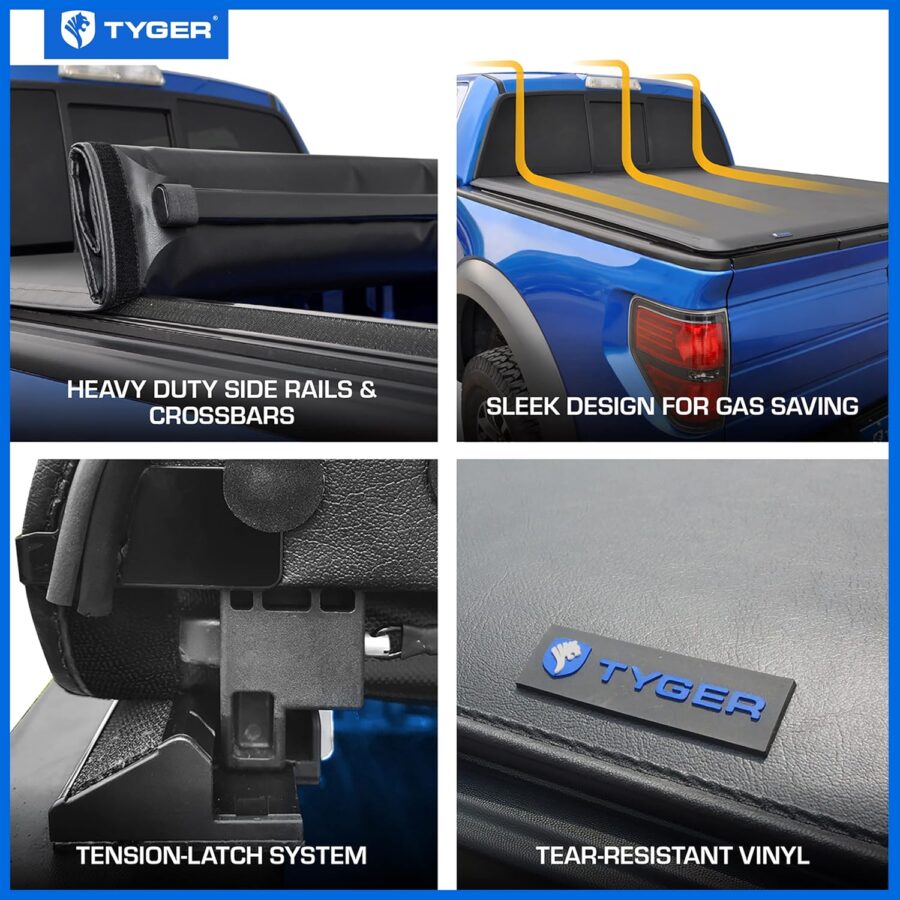 Tyger Auto T1 Soft Roll-Up Tonneau Cover for 2021–2025 Ford F-150 & Lightning | 5.5ft (67") Bed - Image 64