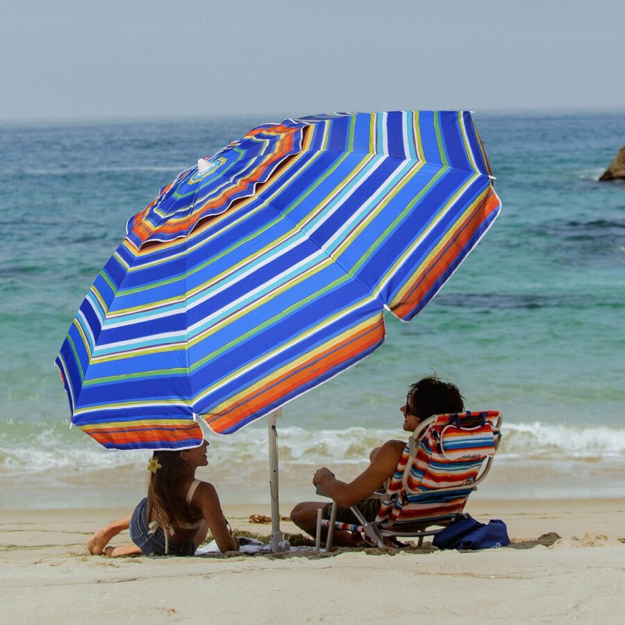 AMMSUN 8FT Beach Umbrella with Sand Anchor – Windproof Outdoor Sunshade with Tilt, Air Vents & UPF 50+ UV Protection for Beach, Pool & Patio - Image 24
