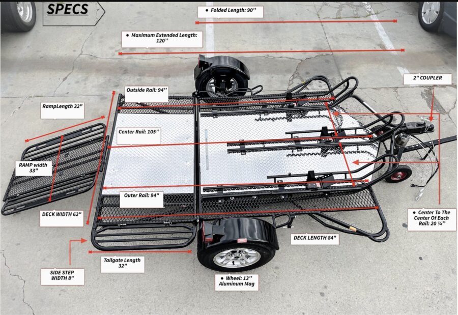 Heavy Duty 3-Rail Motorcycle Trailer - Image 6