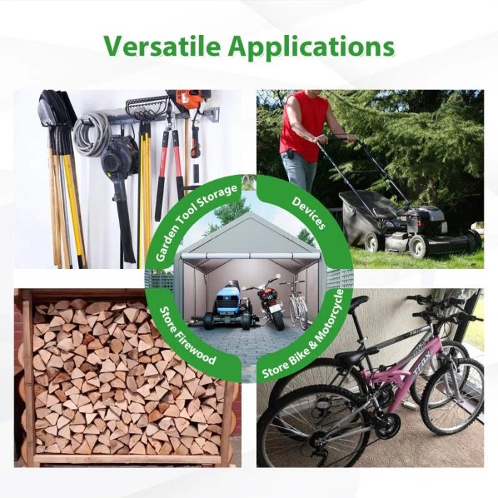 10 Ft. W X 10 Ft. D Portable Storage Shed Bike Shed Motorcycle Garage - Image 6