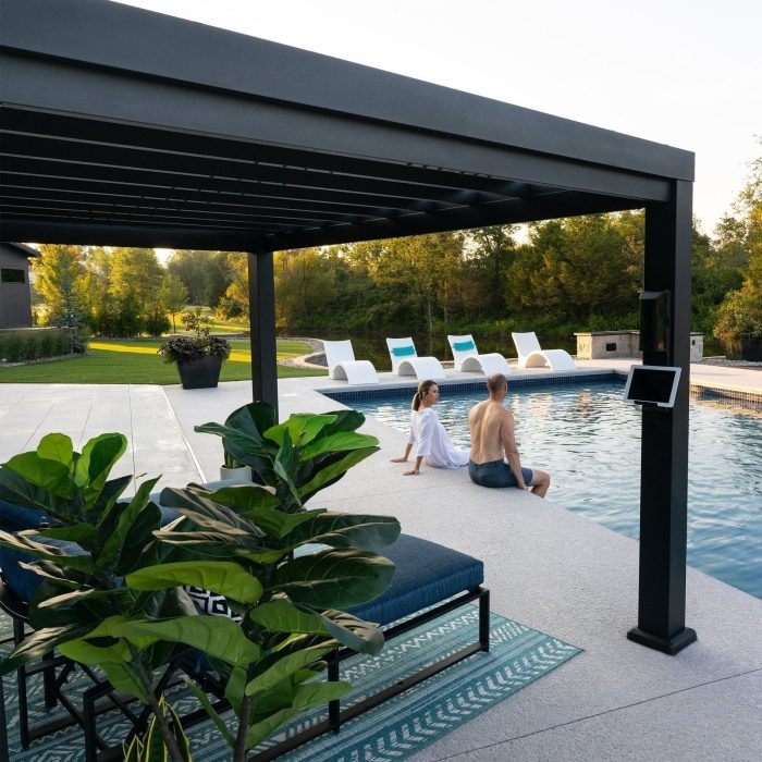 16×12 Trenton Modern Steel Pergola With Sail Shade Soft Canopy - Image 16