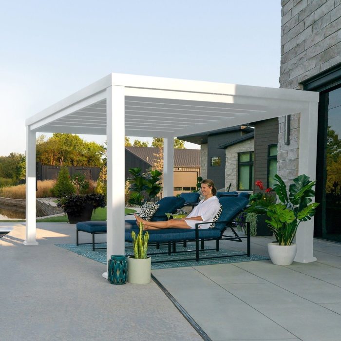 14×10 Windham Modern Steel Pergola With Sail Shade Soft Canopy - Image 25