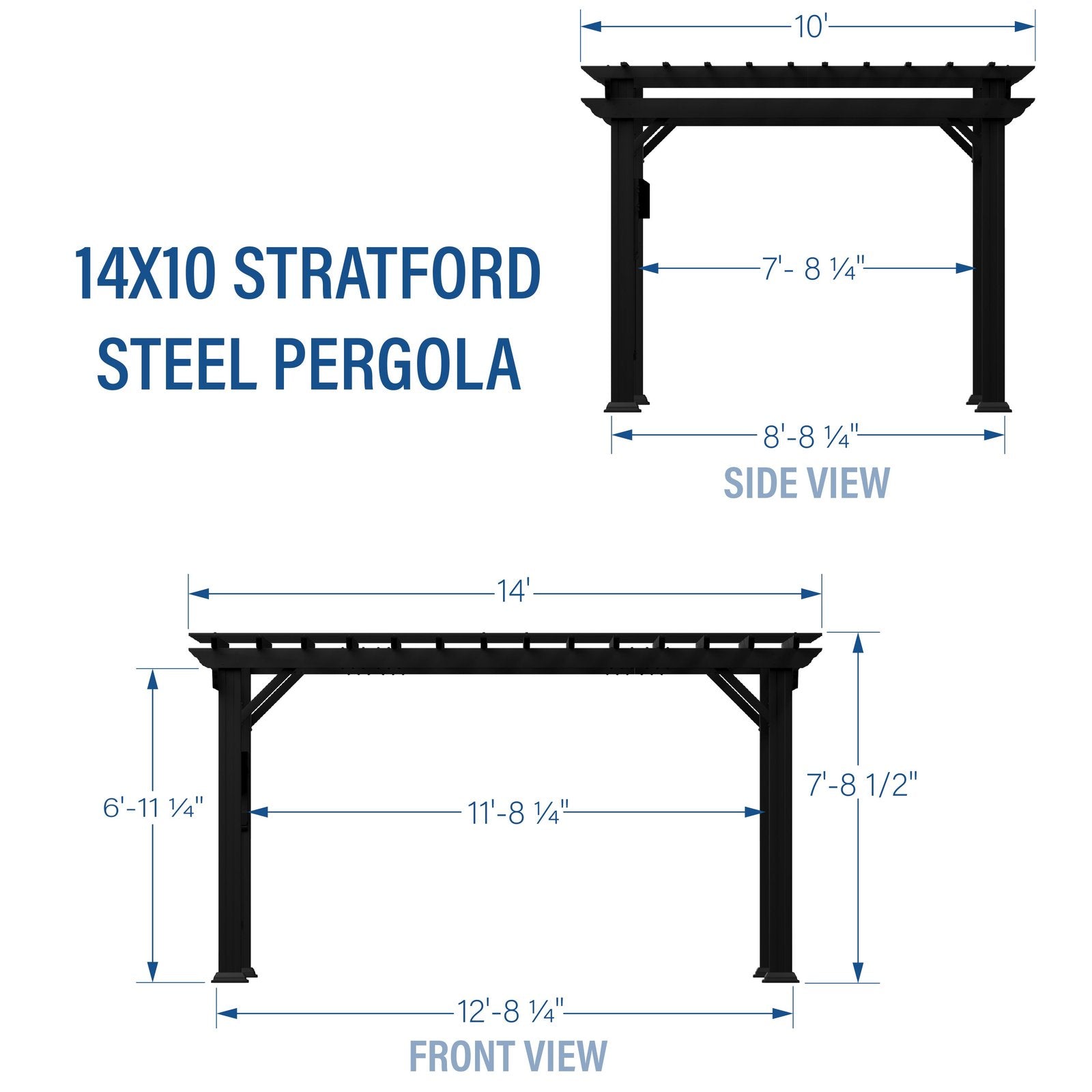 14×10 Stratford Traditional Steel Pergola With Sail Shade Soft Canopy - Image 26