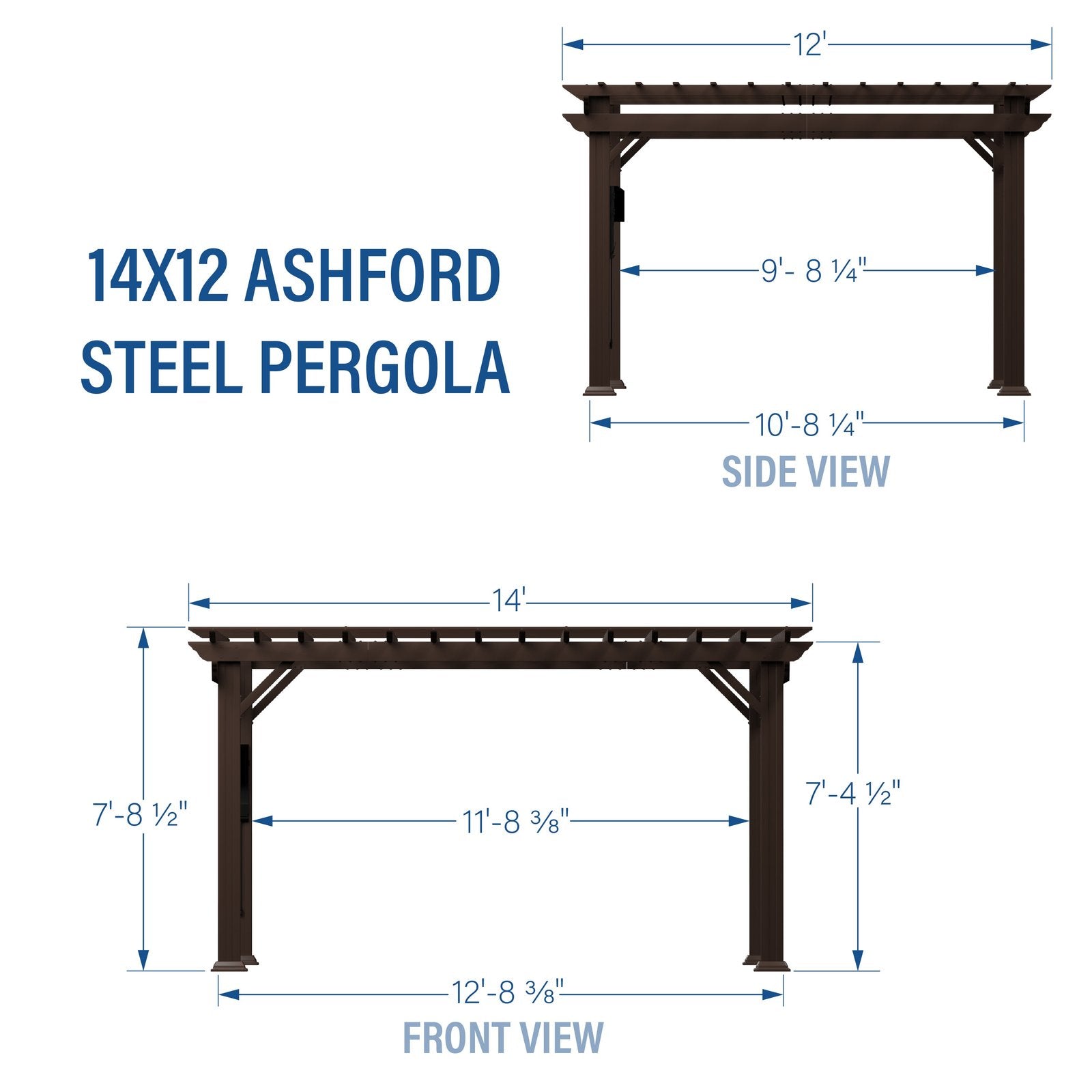 14×12 Ashford Traditional Steel Pergola With Sail Shade Soft Canopy - Image 20