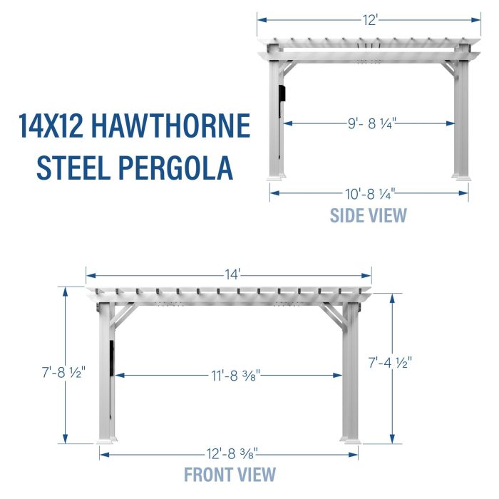 14×12 Hawthorne Traditional Steel Pergola With Sail Shade Soft Canopy - Image 10