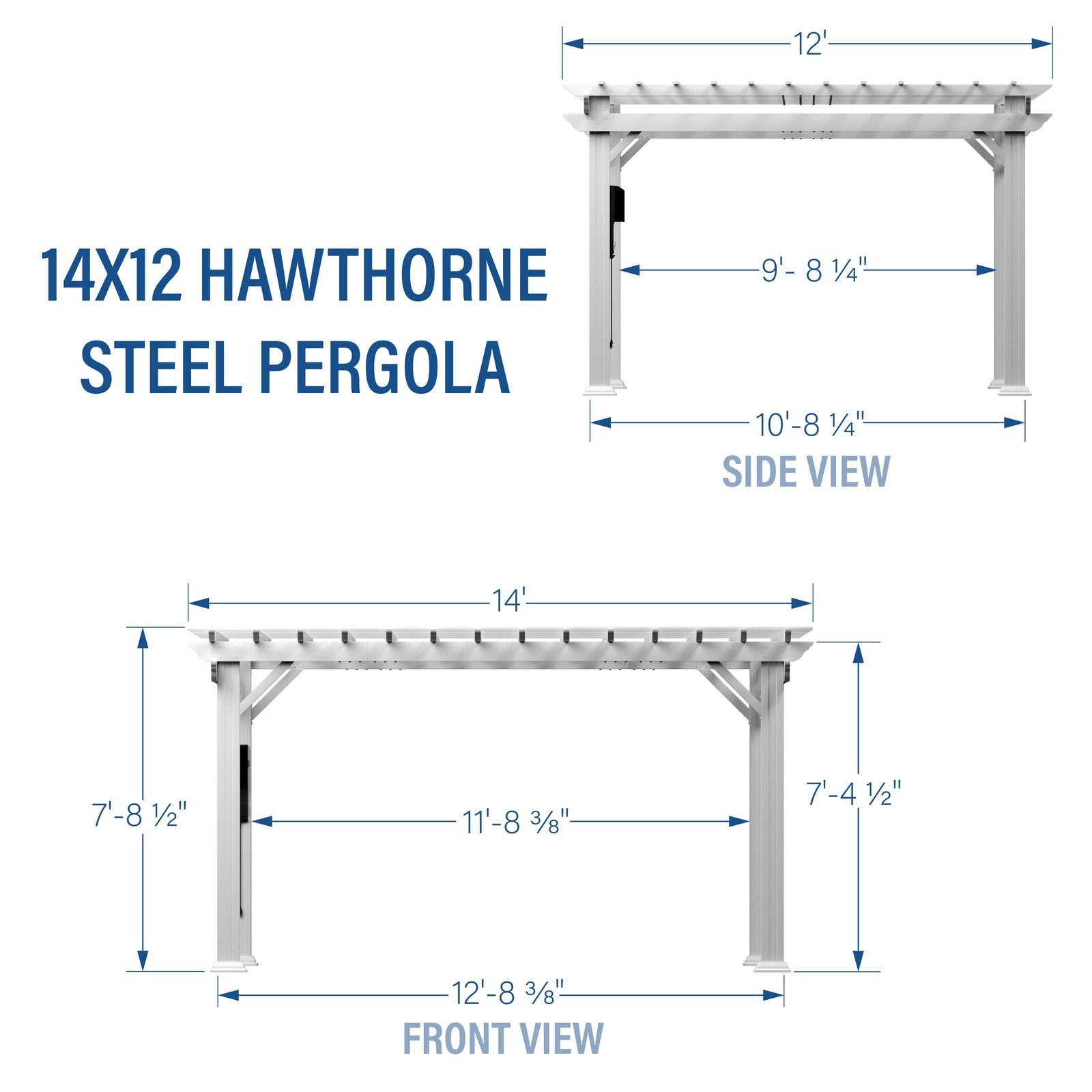 14×12 Hawthorne Traditional Steel Pergola With Sail Shade Soft Canopy - Image 26