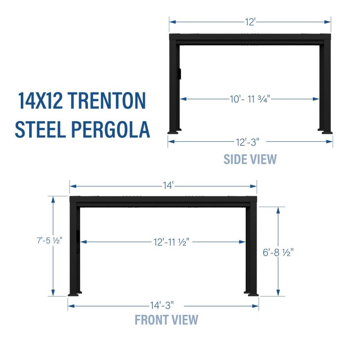 14×12 Trenton Modern Steel Pergola With Sail Shade Soft Canopy - Image 5