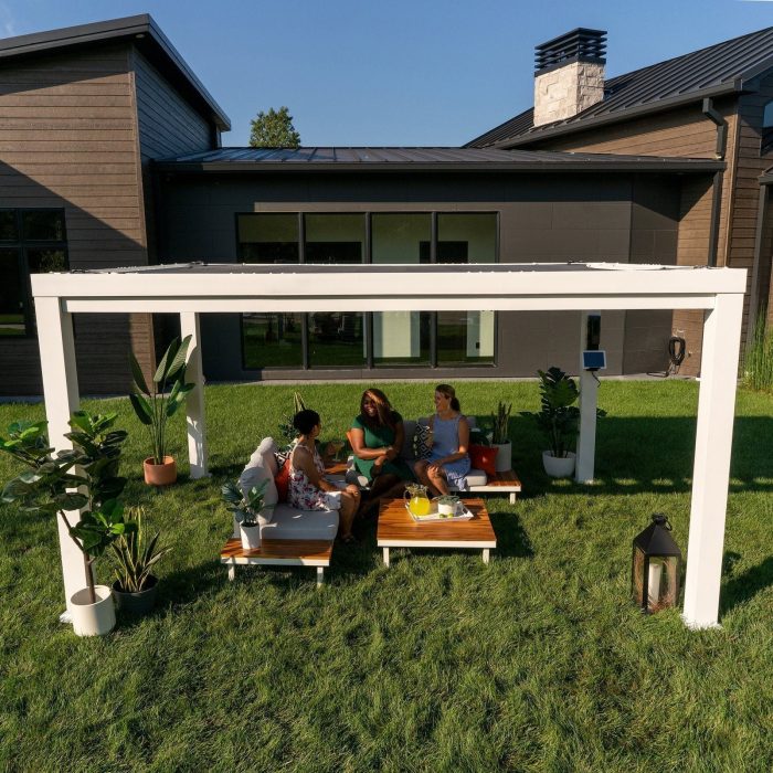 14×12 Windham Modern Steel Pergola With Sail Shade Soft Canopy - Image 9