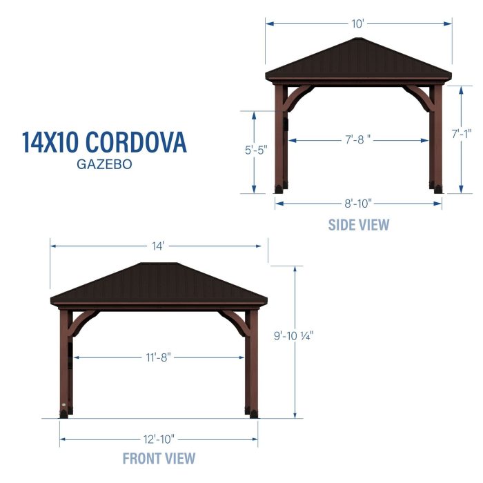 14×10 Cordova Gazebo-Dark Brown - Image 3