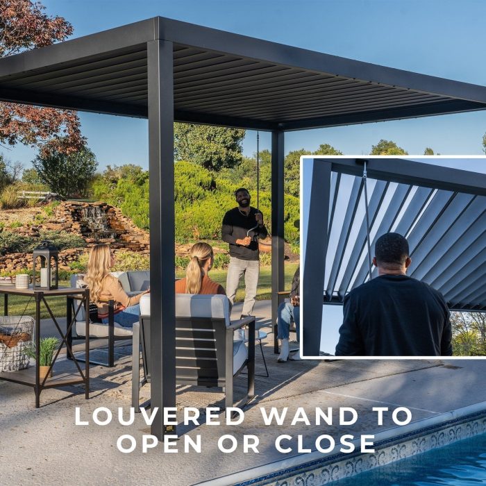 14×10 Sarasota Steel Louvered Pergola - Image 14