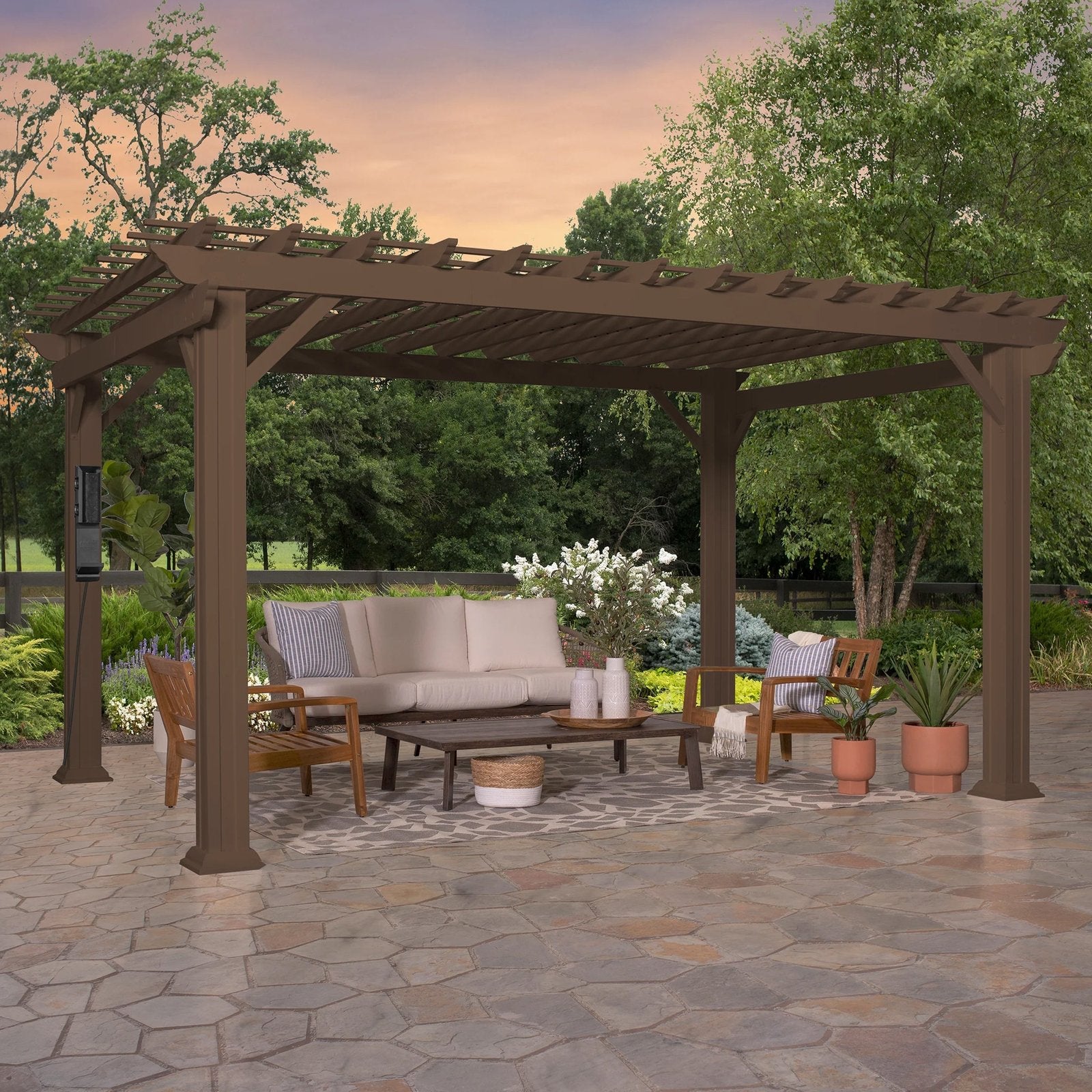 14×12 Ashford Traditional Steel Pergola With Sail Shade Soft Canopy - Image 14