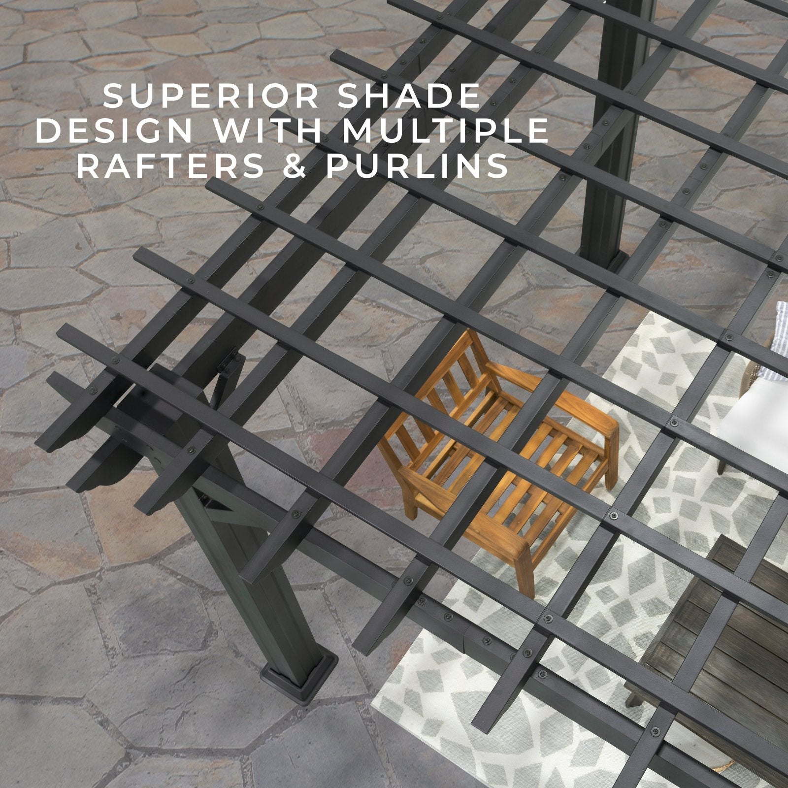 14×10 Stratford Traditional Steel Pergola With Sail Shade Soft Canopy - Image 19