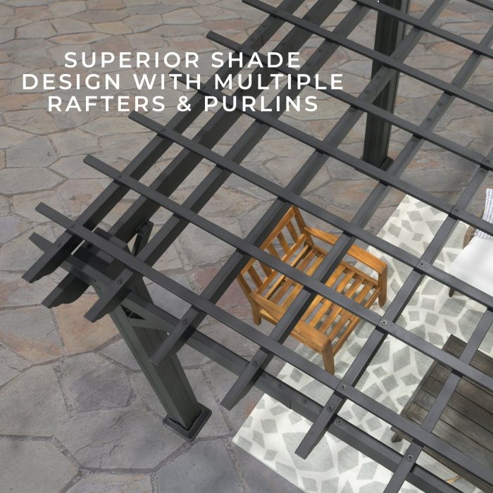 14×12 Stratford Traditional Steel Pergola With Sail Shade Soft Canopy - Image 6
