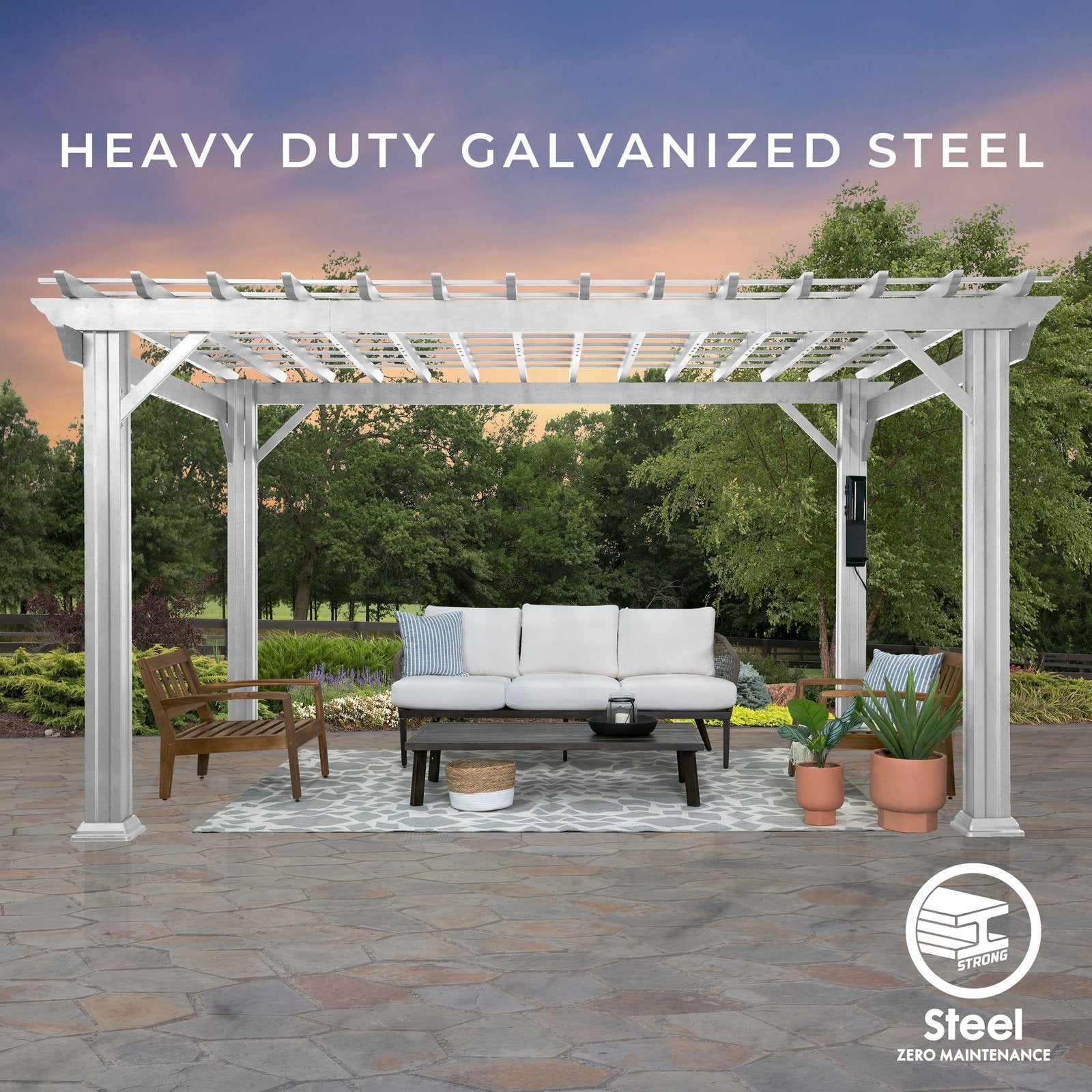 14×12 Hawthorne Traditional Steel Pergola With Sail Shade Soft Canopy - Image 31