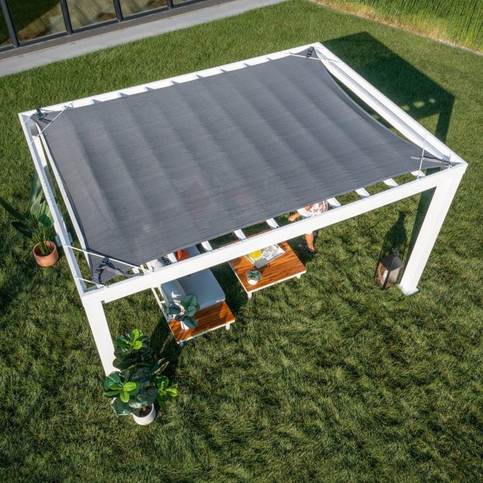 14×12 Windham Modern Steel Pergola With Sail Shade Soft Canopy - Image 18