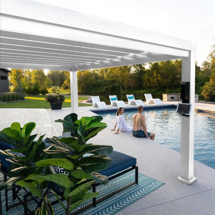 16×12 Windham Modern Steel Pergola With Sail Shade Soft Canopy - Image 17
