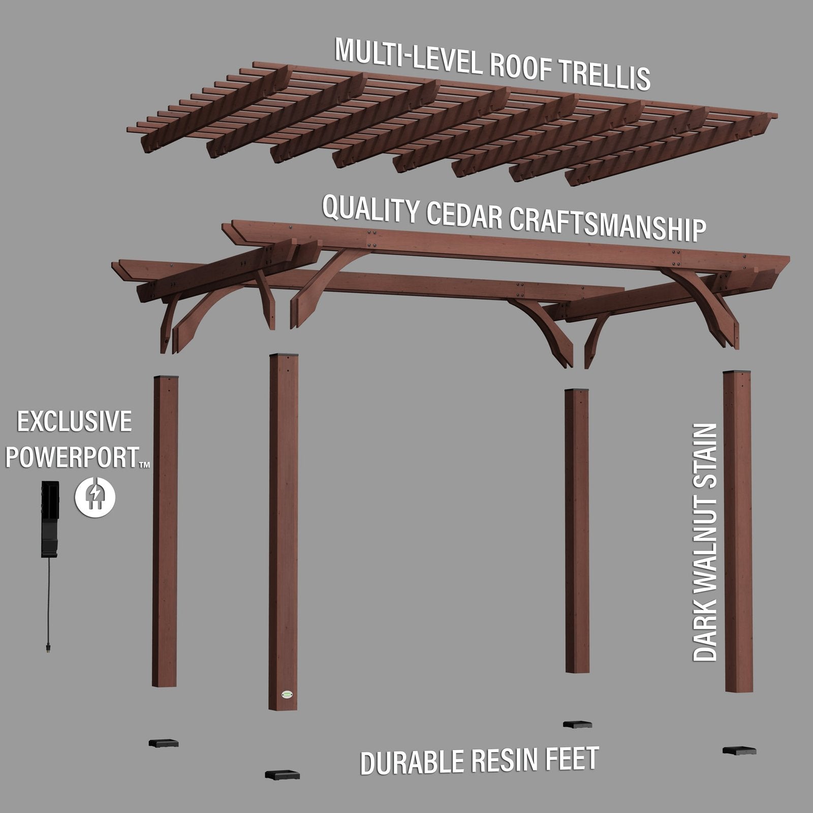 14×10 Somerville Pergola – Walnut Stain - Image 14