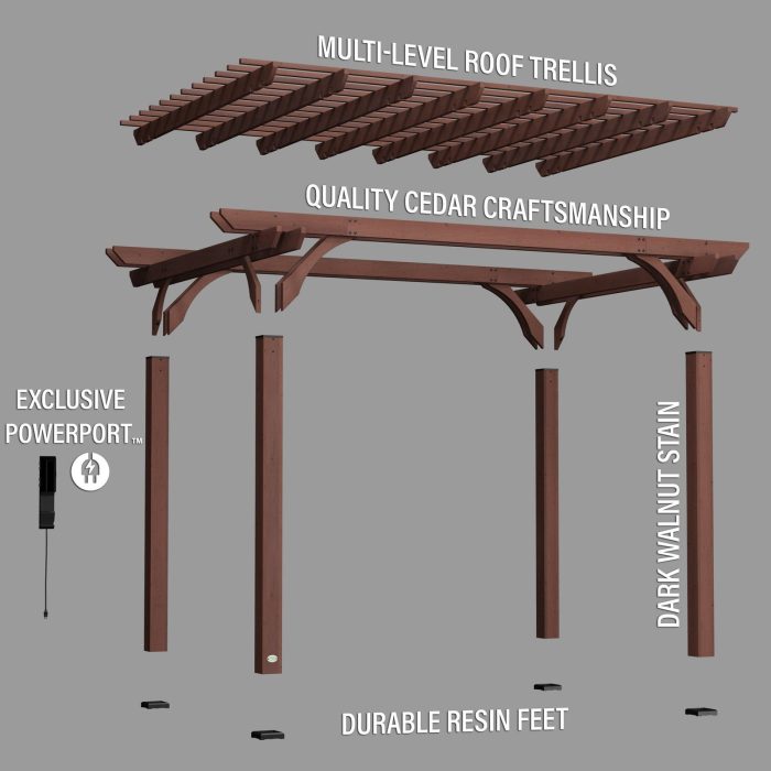 14×10 Somerville Pergola – Walnut Stain - Image 3
