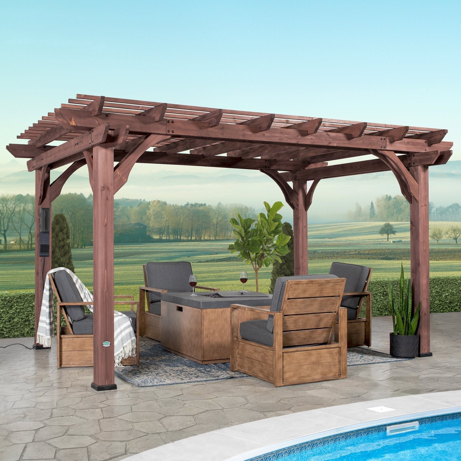 14×10 Somerville Pergola – Walnut Stain - Image 12