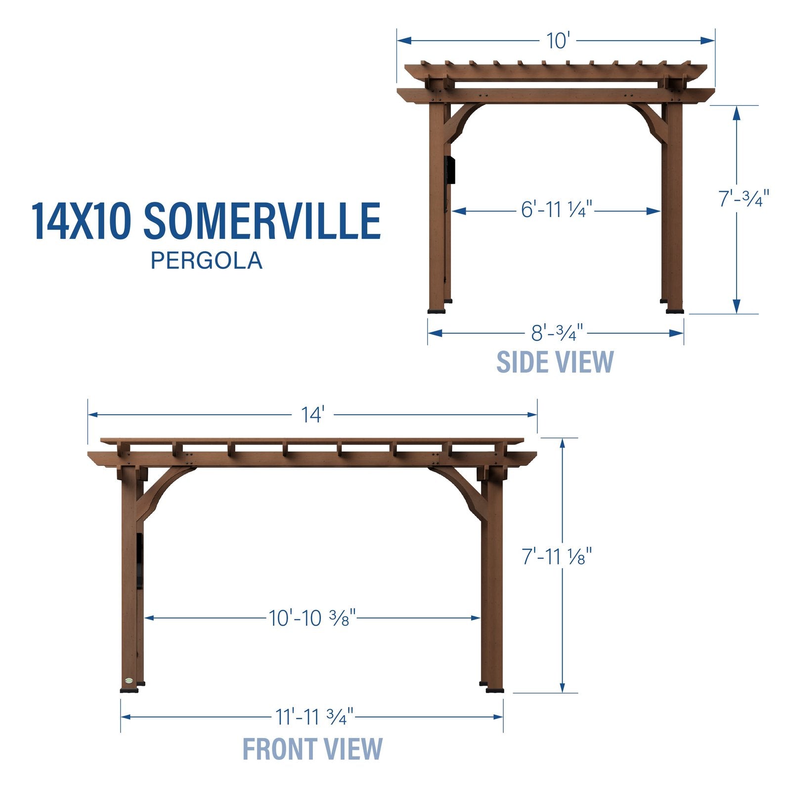 14×10 Somerville Pergola – Walnut Stain - Image 16
